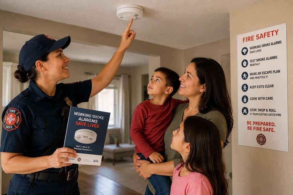 Fp&s grants consulting smoke alarm home fire safety education demonstration for residents and community members.